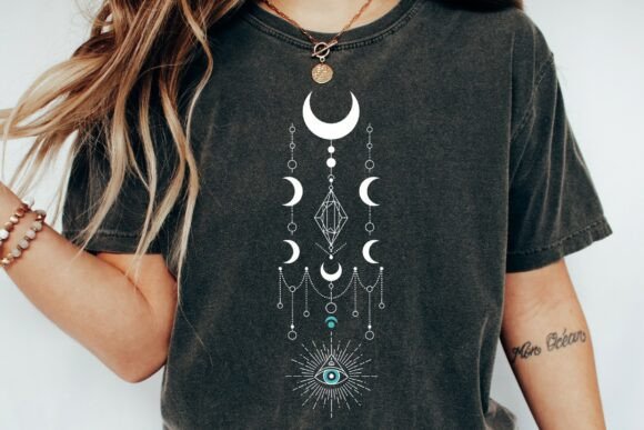 Celestial Mystical Moon Shirt Design PNG for Creative Projects