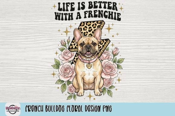 Charming French Bulldog PNG: Floral Design for Creative Projects