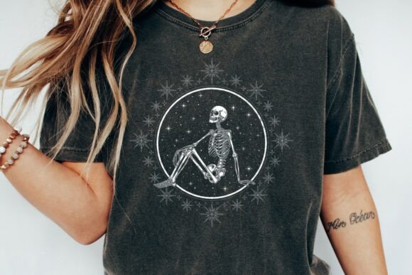 Cosmic Skeleton Star Gazer Design: A Bold PNG for Your Projects