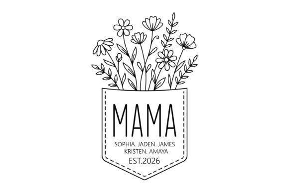Mama Floral Pocket Custom Name Design: A Floral Typography Gem