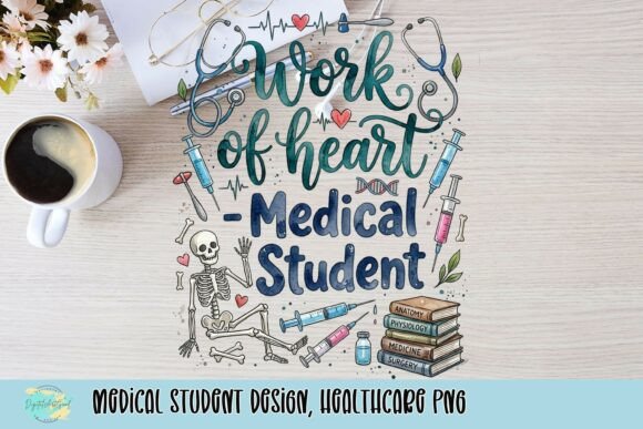 Medical Student Design: A Heartfelt PNG for Healthcare Creatives