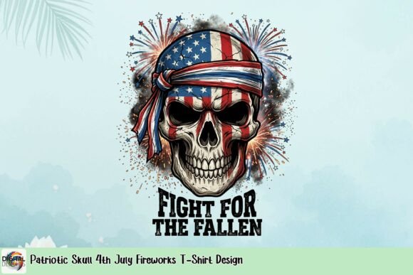 Unleash Patriotic Edge: The Skull & Fireworks Design