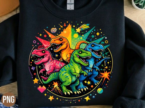 Vibrant Prehistoric Charm: The Cute Colorful Dinosaur PNG Shirt Design