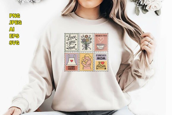 Vintage Charm for Mom: The Stamp Style T-Shirt Design